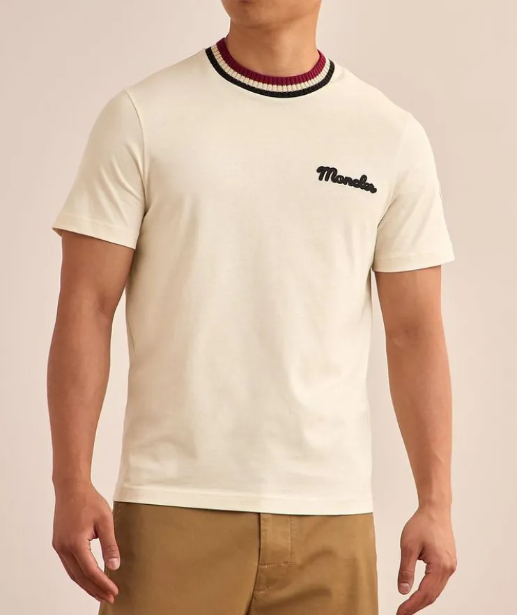 Embroidered Logo Cotton Crewneck T-Shirt