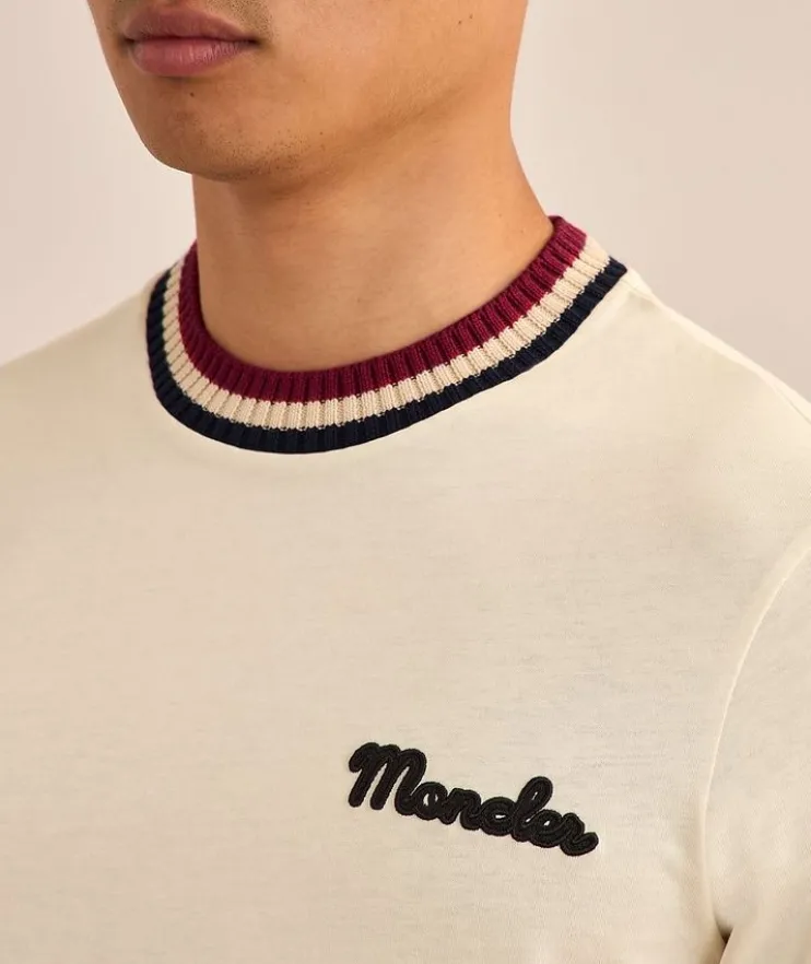 Embroidered Logo Cotton Crewneck T-Shirt