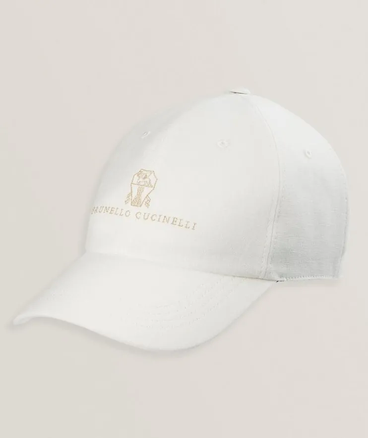 Embroidered Logo Linen Baseball Cap