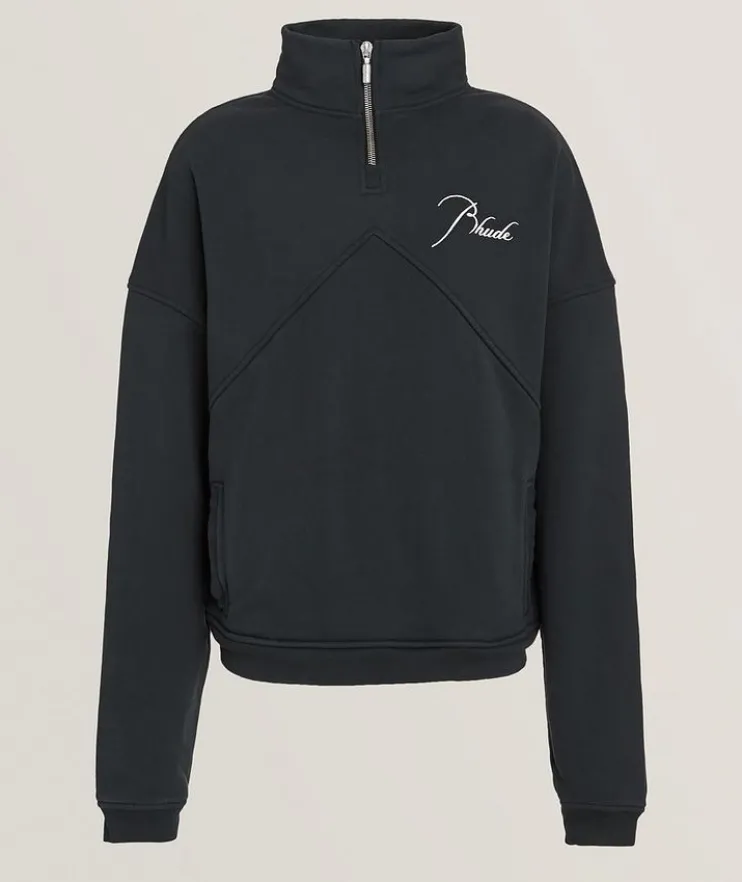 Embroidered Logo Quarter-Zip Sweater