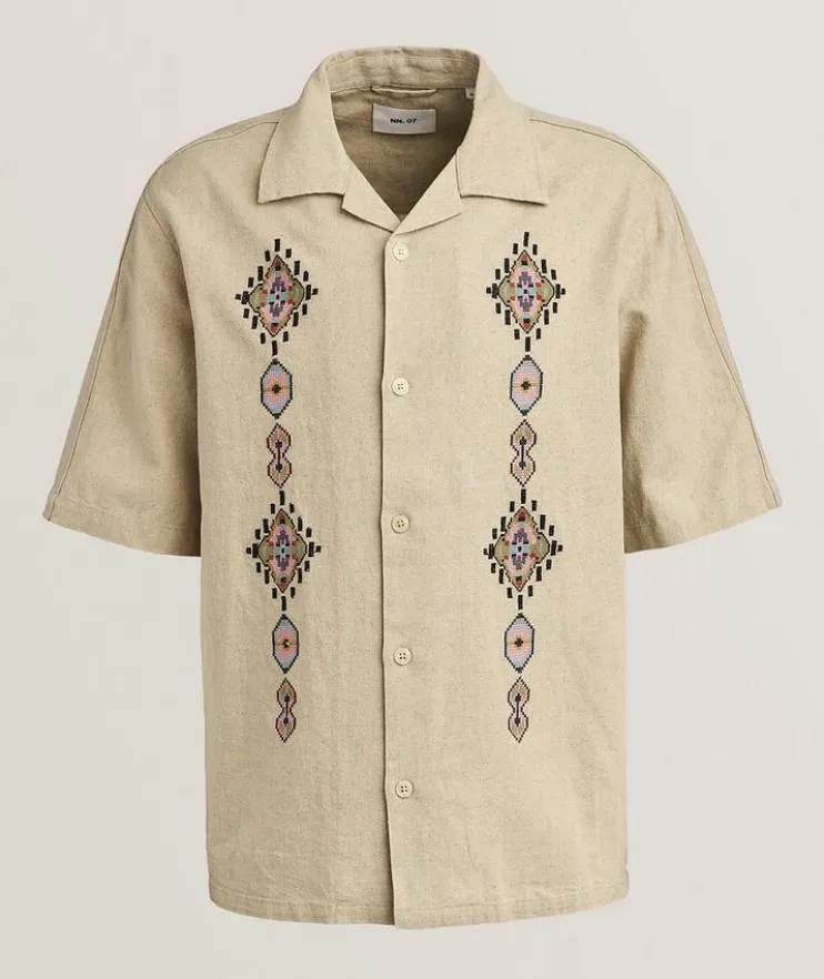 Embroidered Motive Camp Shirt