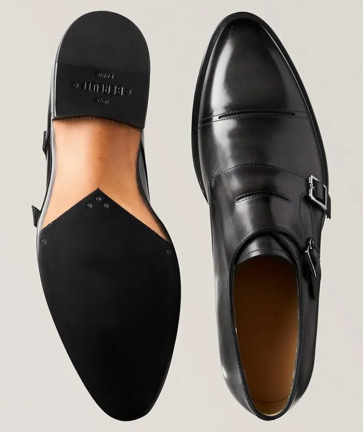 Equilibre Leather Stitch Cutout Double Monkstraps