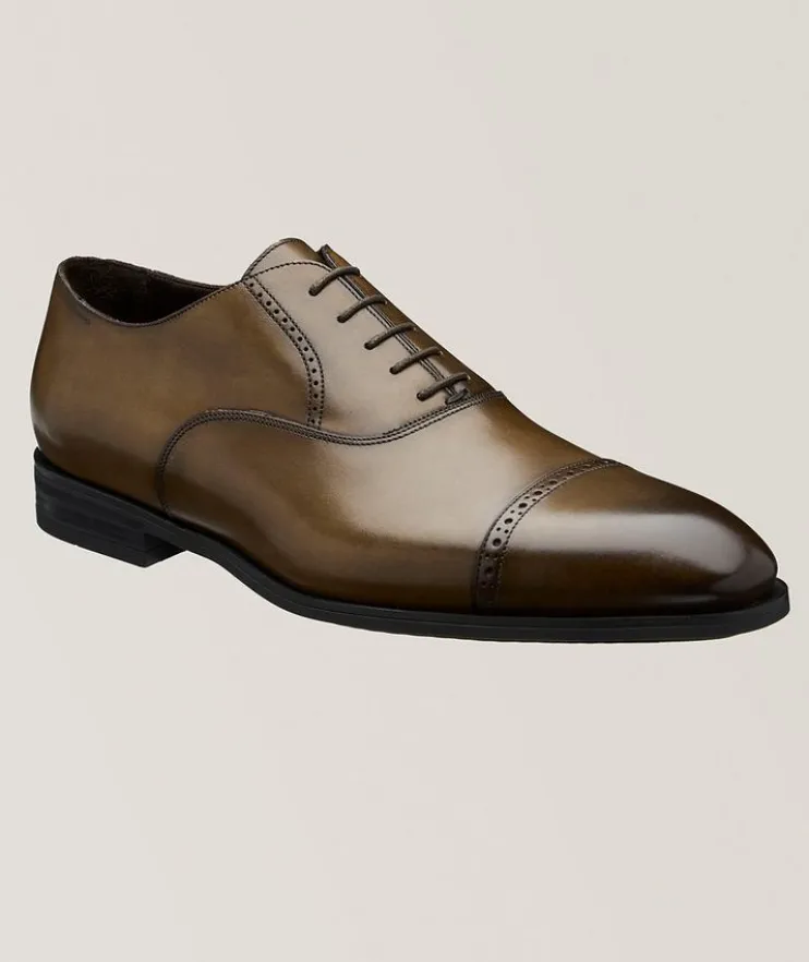 Everly Burnished Leather Cap-Toe Oxfords