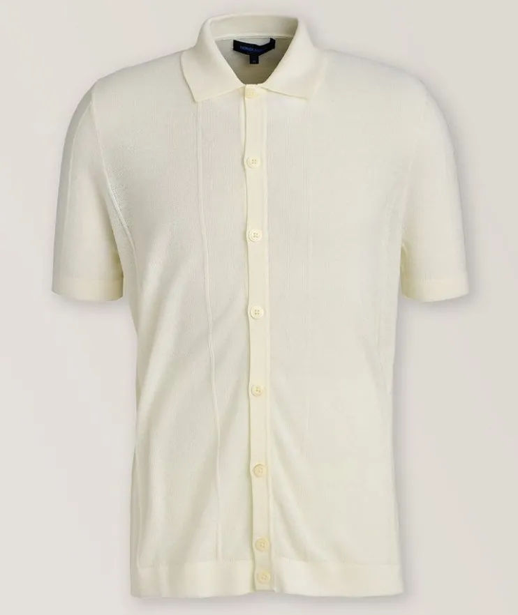 Extrafine Merino Wool-Silk Button Polo