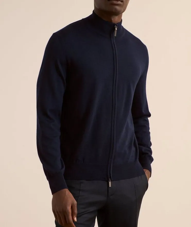 Extrafine Merino Wool Full-Zip Sweater