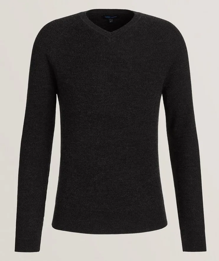 Extrafine Merino Wool Ribbed V-Neck Sweater