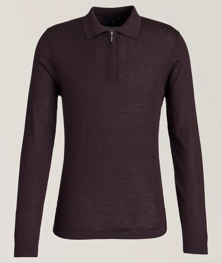 Extrafine Merino Wool Quarter-Zip Polo