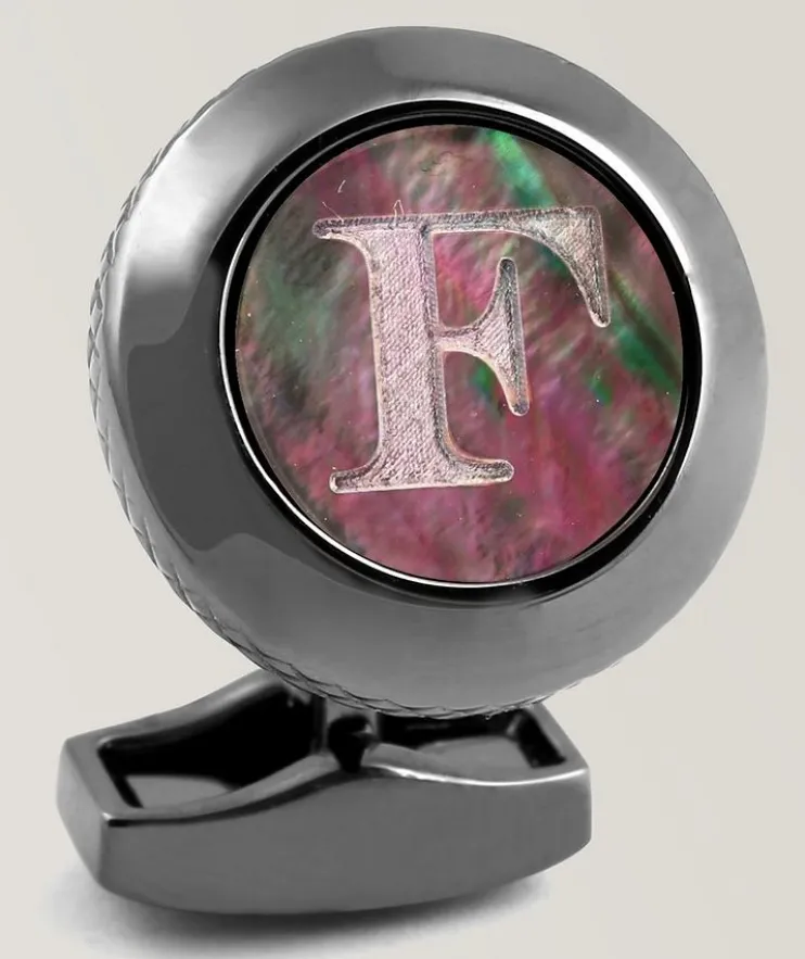 F' Engraved Personal Single Letter Cufflink