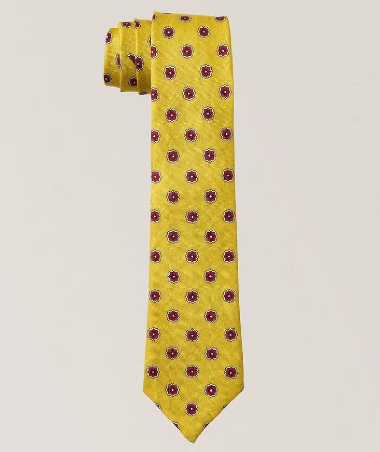 Fantasia Floral-Medallion Linen-Silk Tie