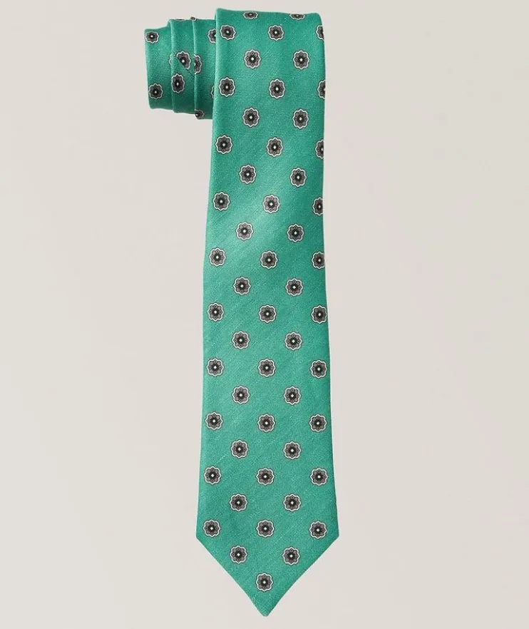 Fantasia Floral-Medallion Linen-Silk Tie