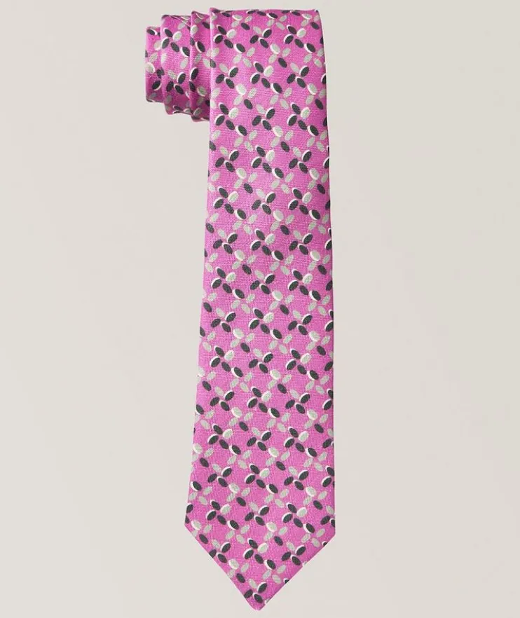Fantasia Geometric Linen-Silk Tie