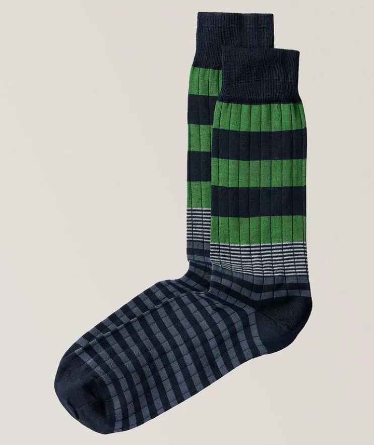 Fantasy Striped Stretch-Cotton Socks