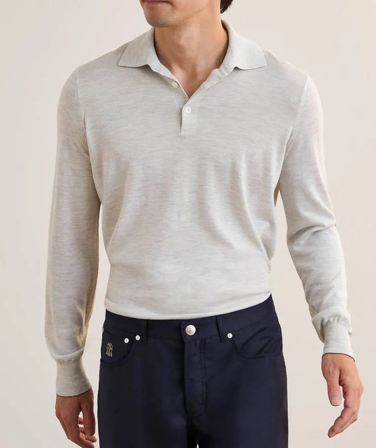 Fine Gauge Wool-Cashmere Knitted Polo