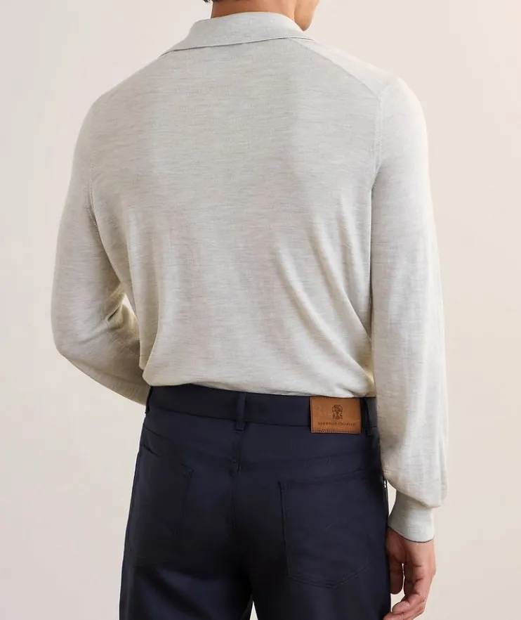 Fine Gauge Wool-Cashmere Knitted Polo