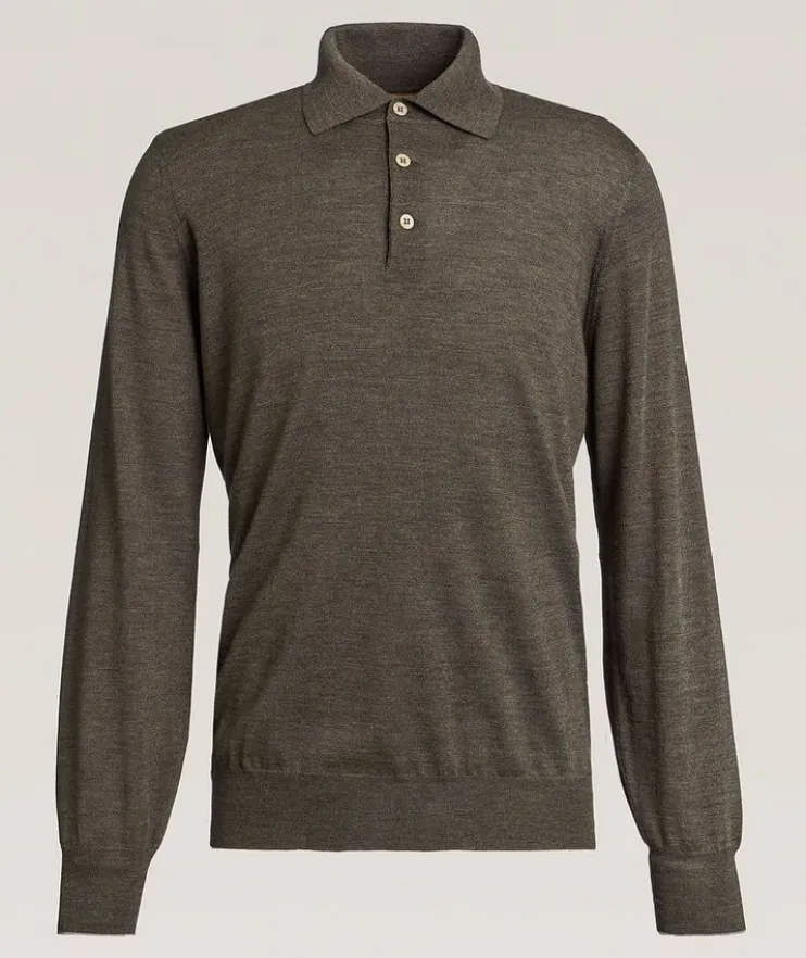 Fine Gauge Wool-Cashmere Knitted Polo
