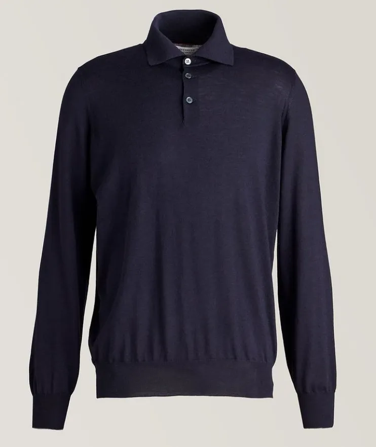Fine Gauge Wool-Cashmere Knitted Polo