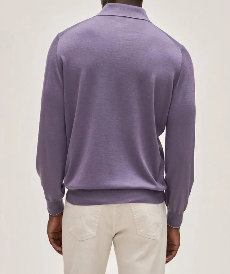 Fine Gauge Wool-Cashmere Knitted Polo