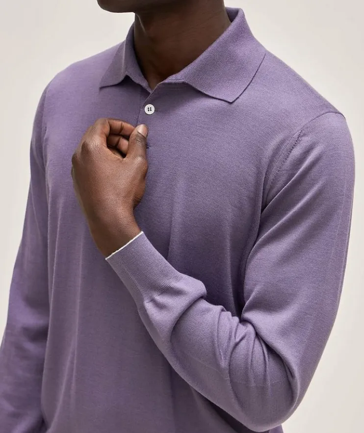 Fine Gauge Wool-Cashmere Knitted Polo