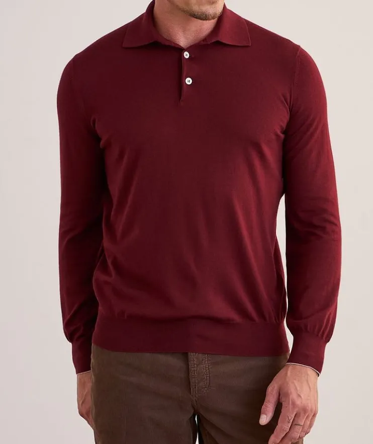 Fine Gauge Wool-Cashmere Knitted Polo