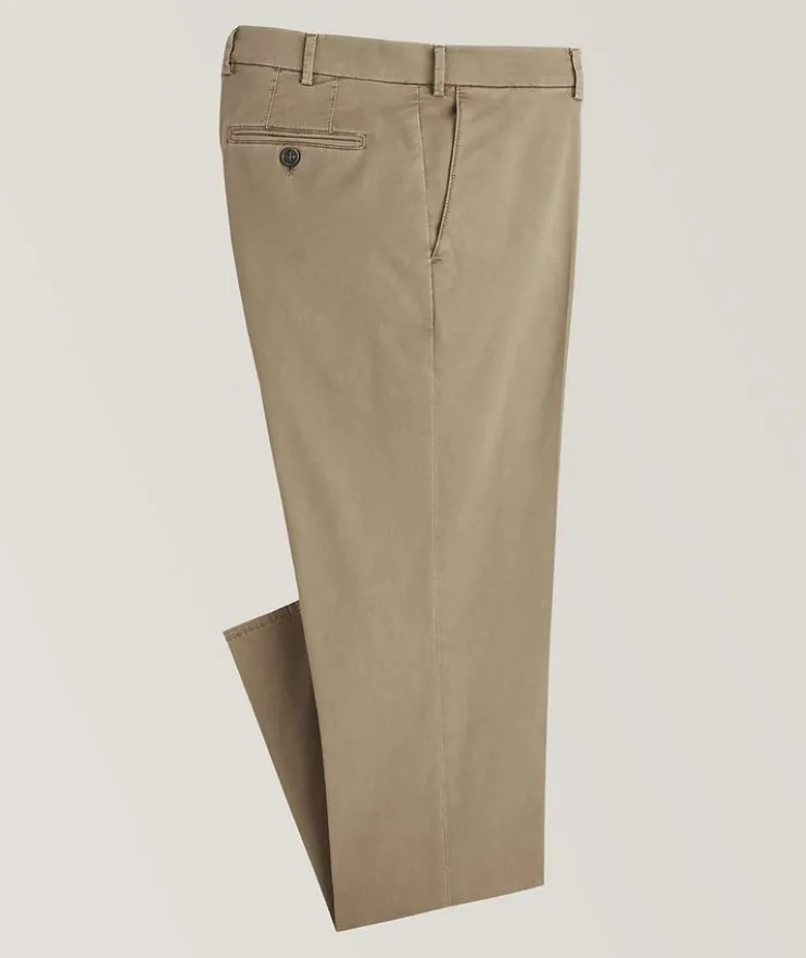 Flat Front Stretch-Cotton Chino Pants