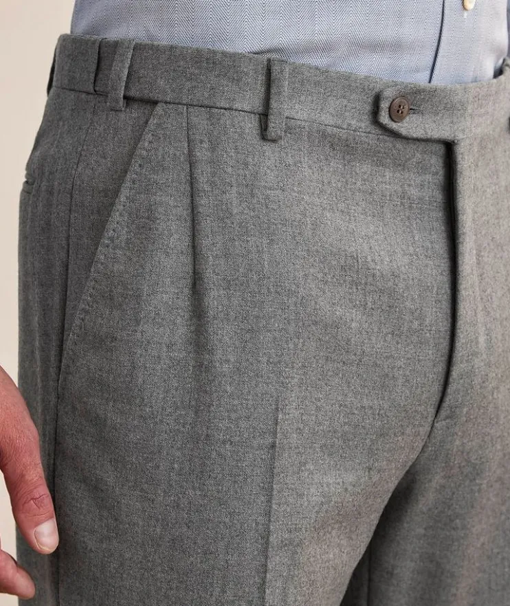 Flat Front Wool Flannel Dress Pants