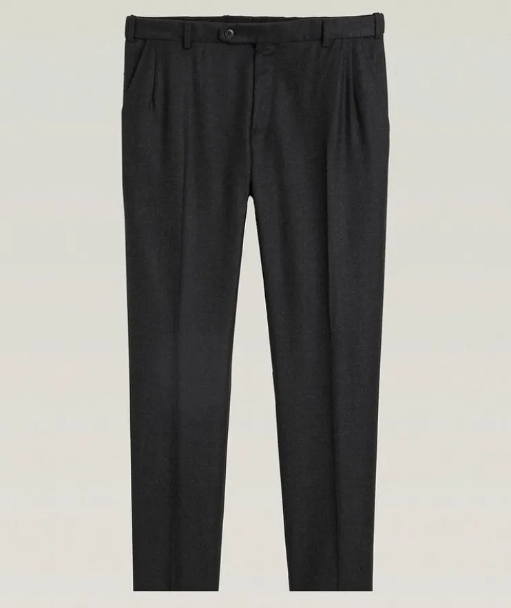 Flat Front Wool Flannel Dress Pants