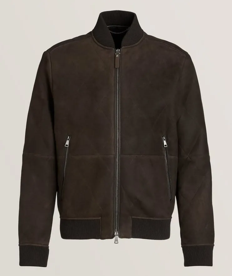 Fleece Lined Suede Lambskin Quilted Jacket