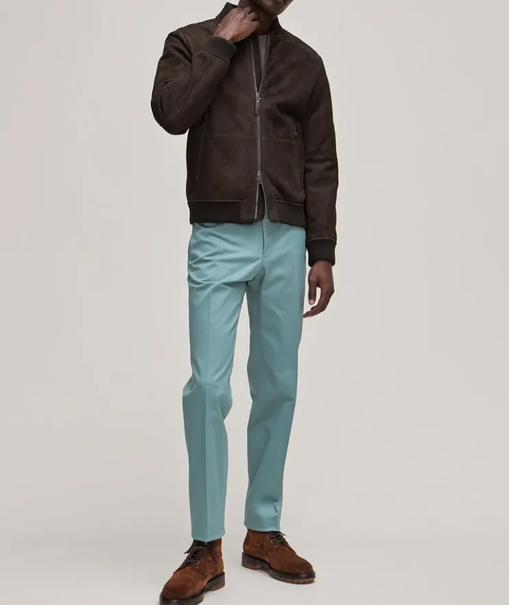 Fleece Lined Suede Lambskin Quilted Jacket