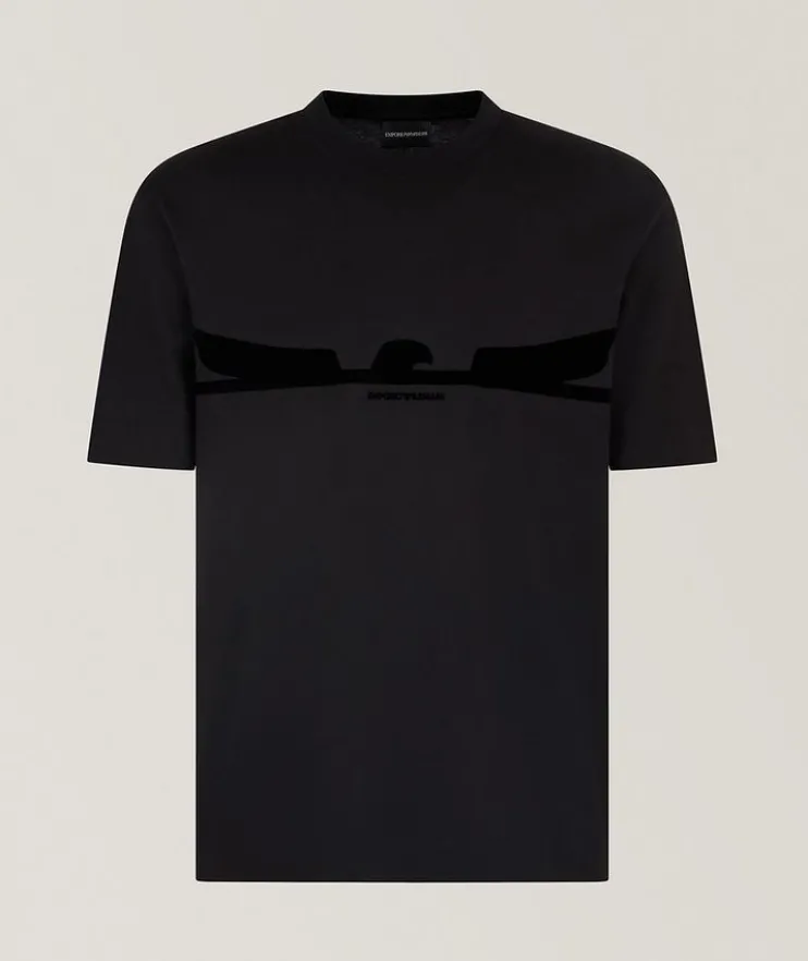 Flocked Eagle Cotton Crewneck T-Shirt