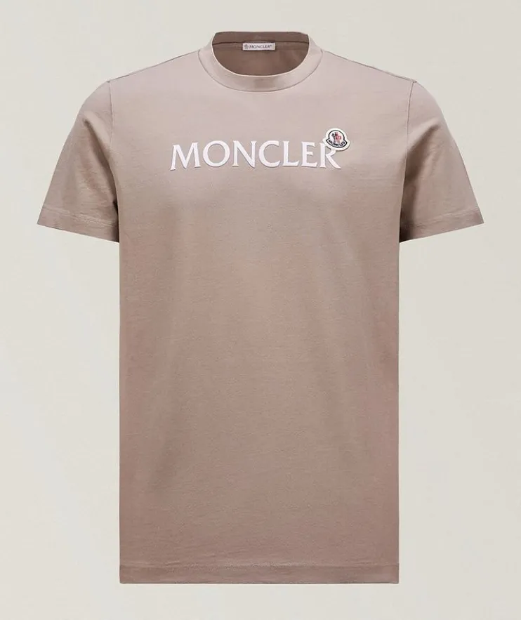 Flocked Text Logo Cotton T-Shirt