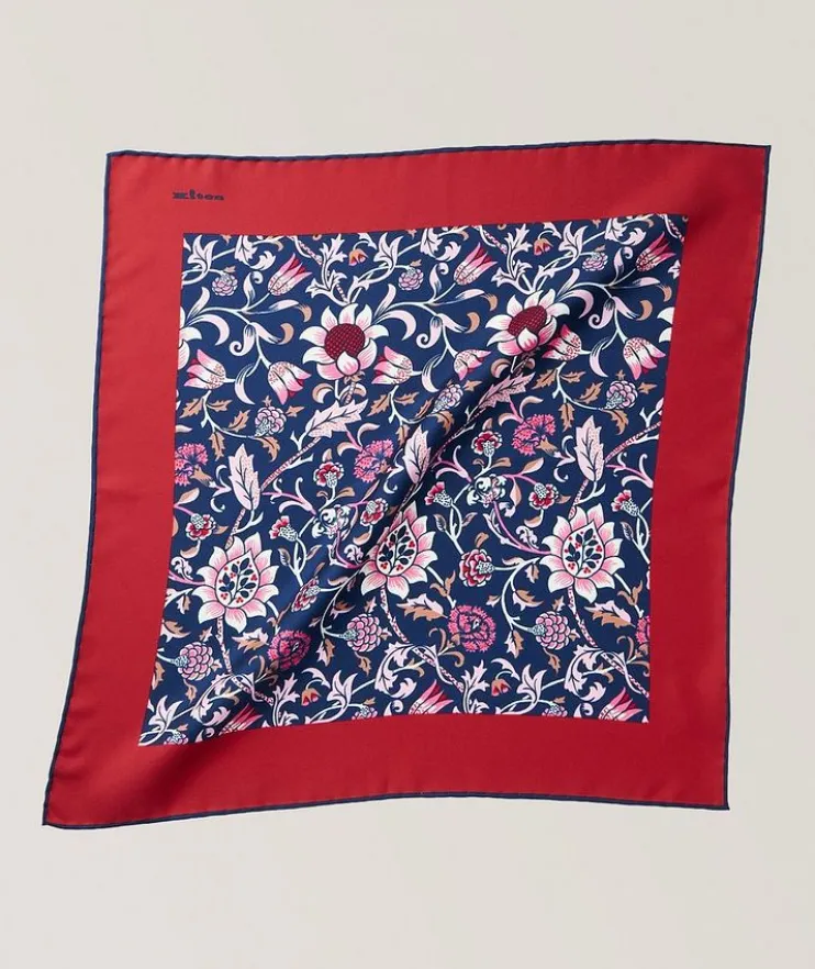Floral Border Silk Pocket Square