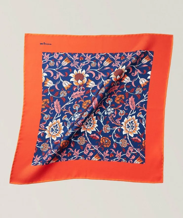 Floral Border Silk Pocket Square