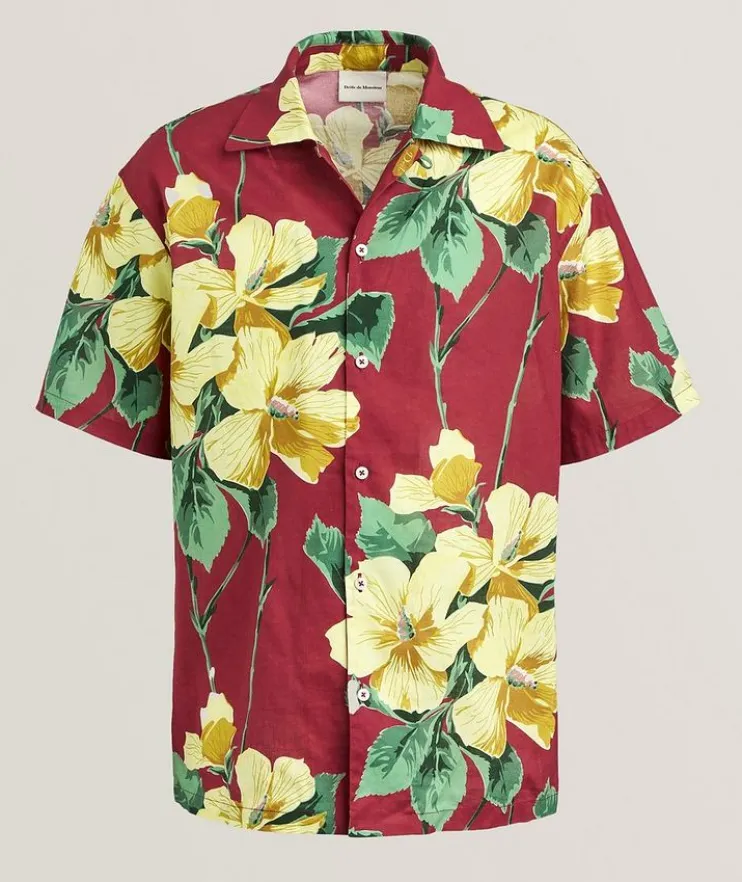 Floral Linen-Cotton Camp Shirt