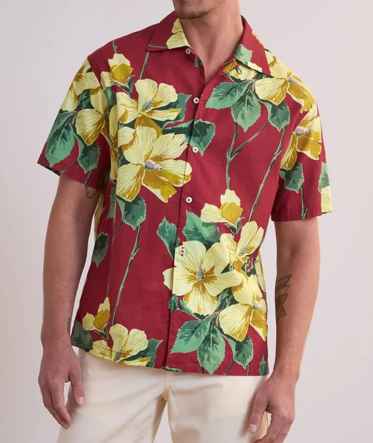 Floral Linen-Cotton Camp Shirt