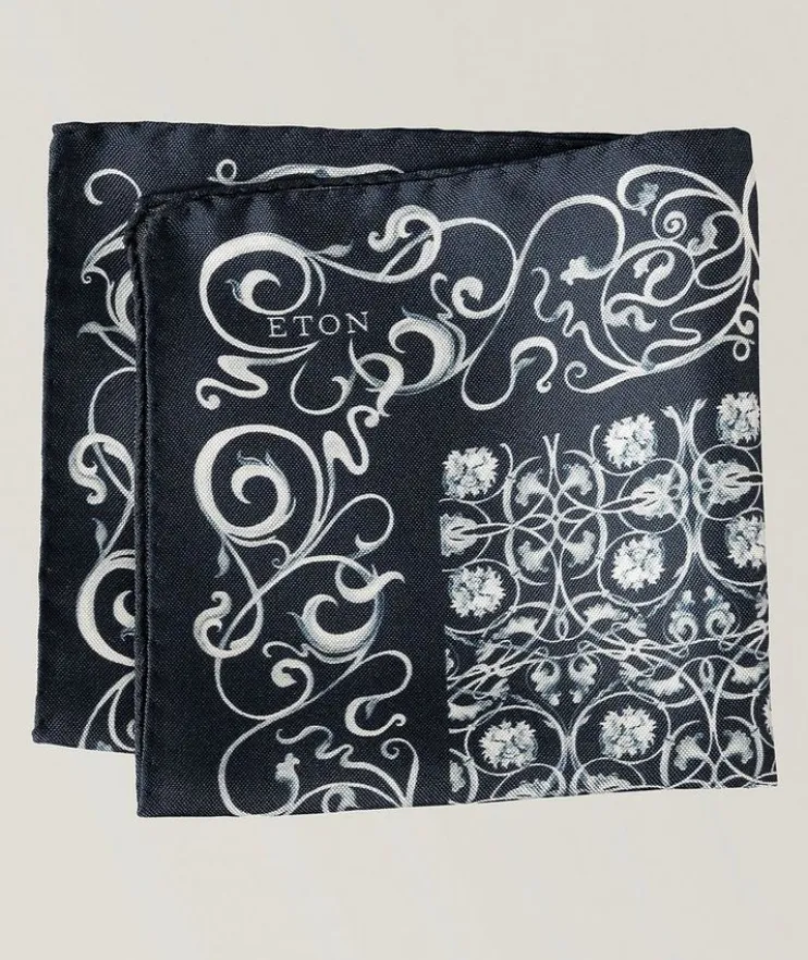 Floral Motif Silk Pocket Square