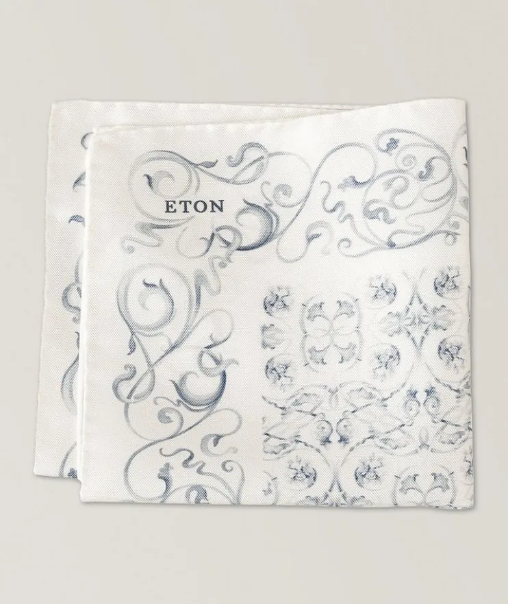Floral Motif Silk Pocket Square