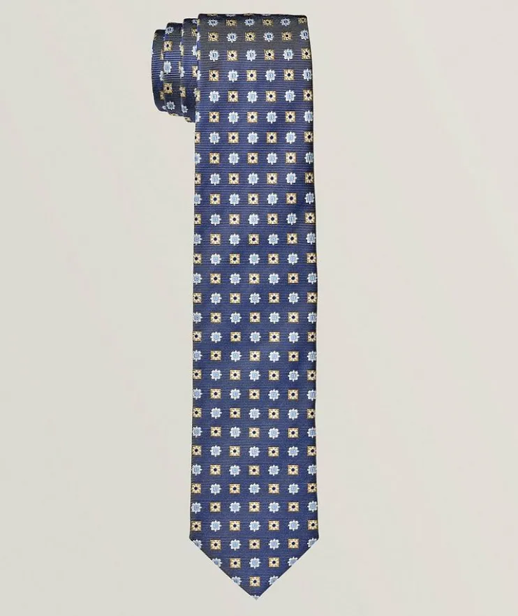 Floral-Dot Silk Tie