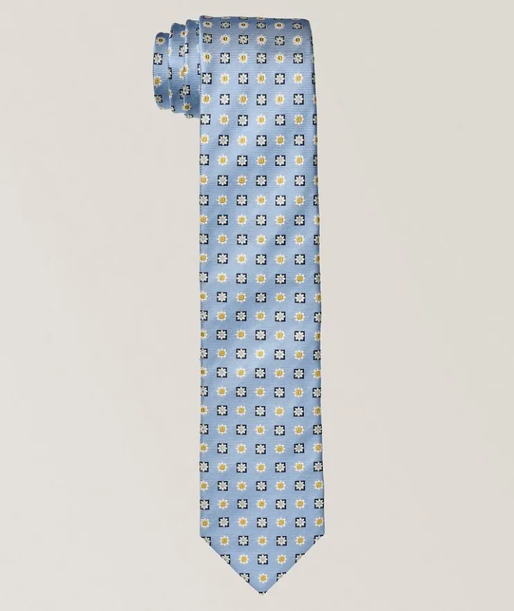 Floral-Dot Silk Tie