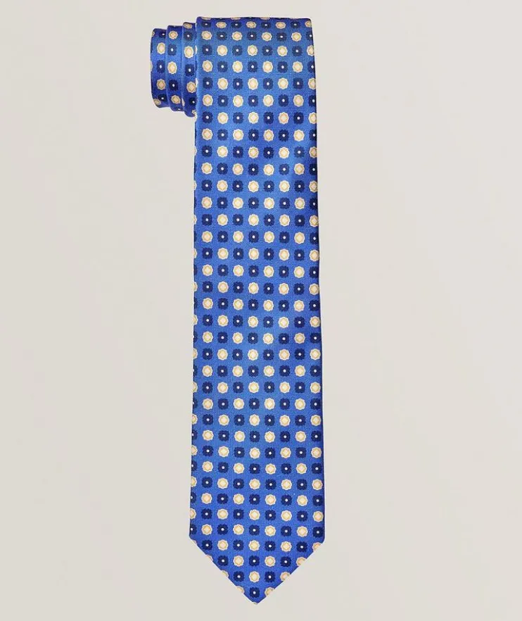 Floral-Dot Silk Tie