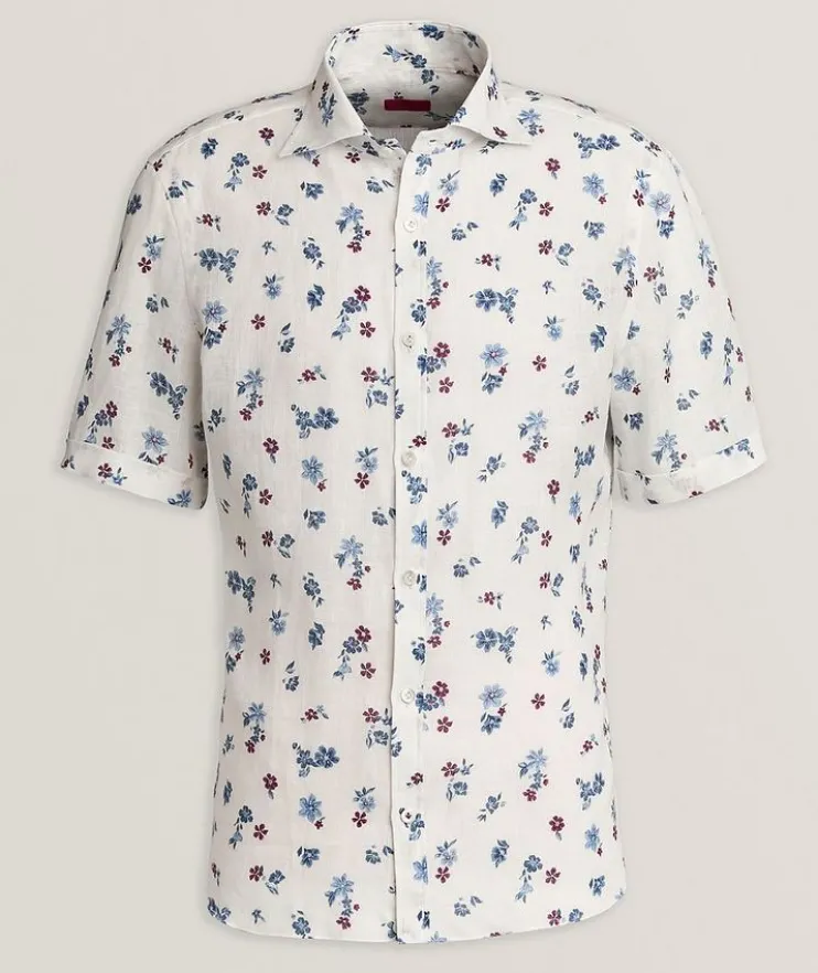 Floral-Print Linen Shirt
