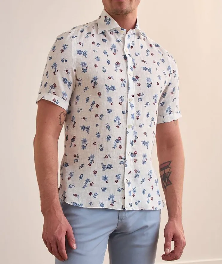 Floral-Print Linen Shirt