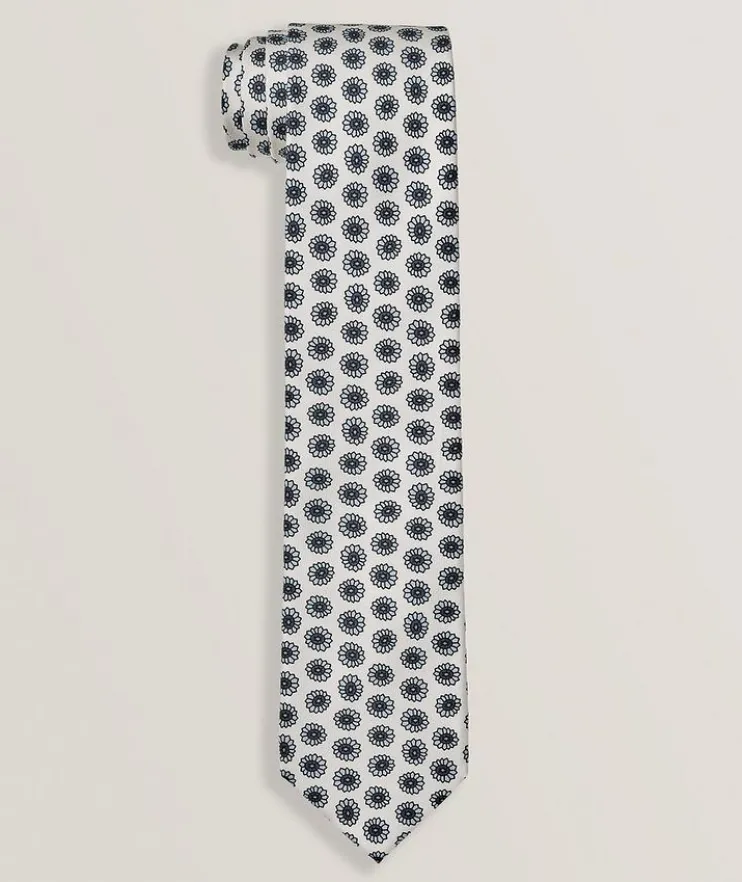 Floral-Print Silk Tie