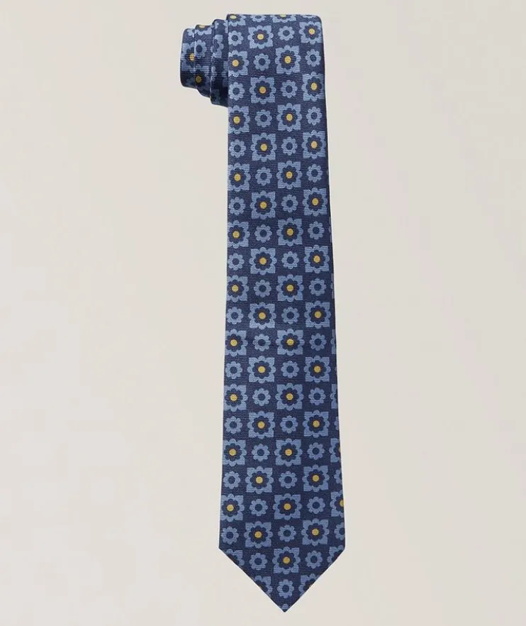 Floral-Print Silk Tie