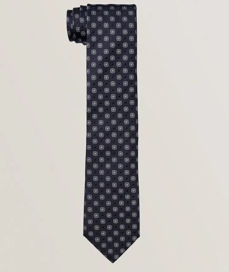 Floral-Print Silk Tie