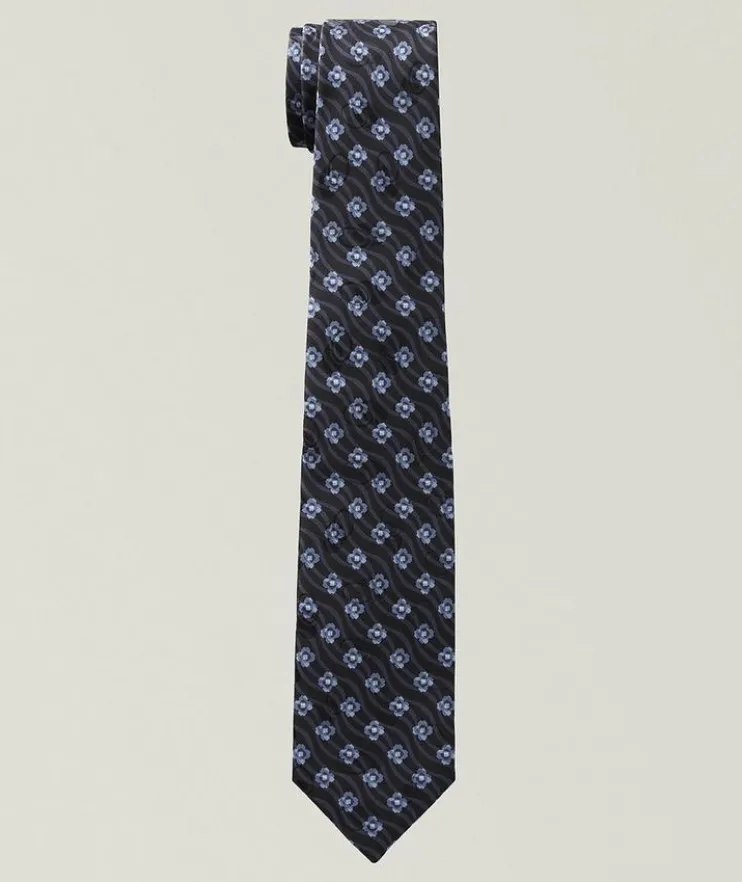 Floral-Print Silk Tie