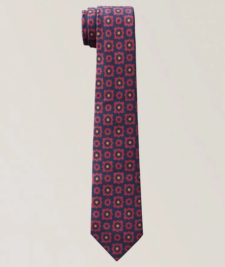 Floral-Print Silk Tie