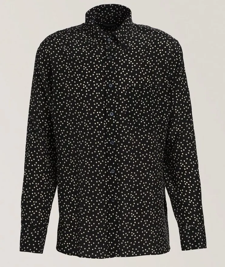 Fluid Crepe De Chin Silk Dot Shirt