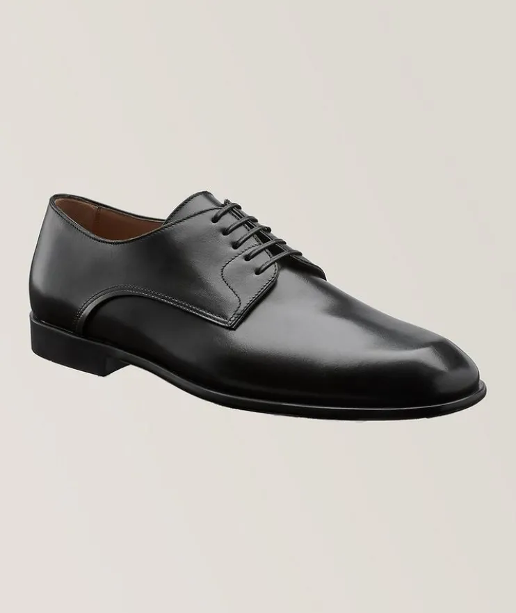 Fosco Polished Leather Plain-Toe Derbies