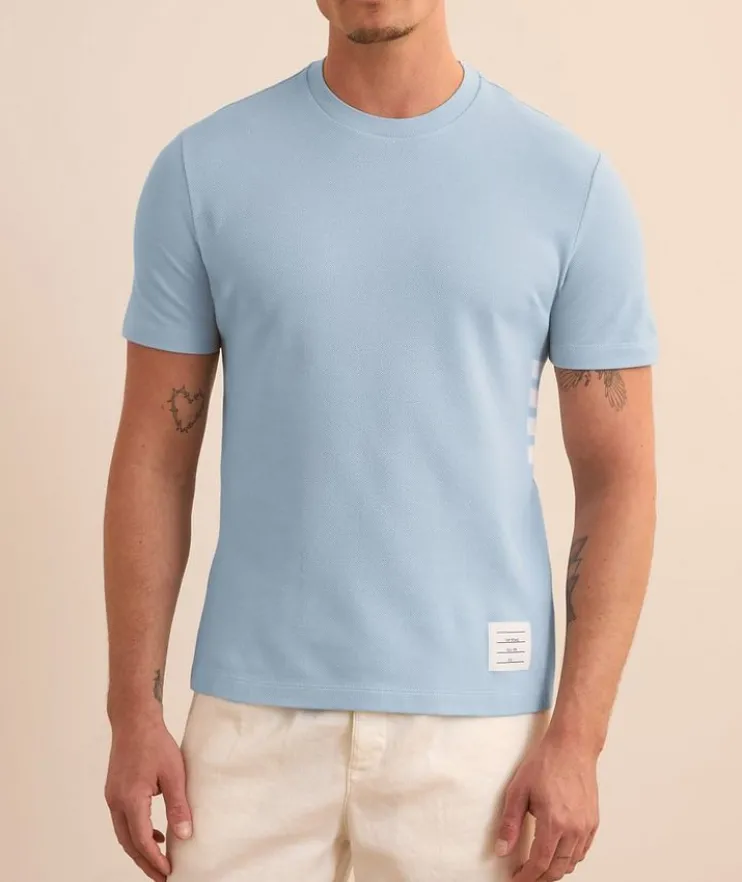 Four-Bar Piqué Knit T-Shirt