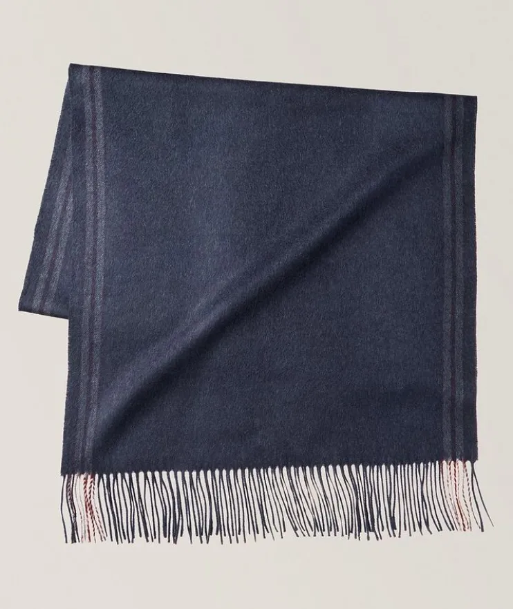 Fringed Striped Edge Silk Scarf